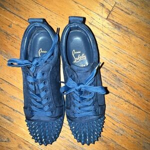 Christian Louboutin Navy Spiked Sneakers